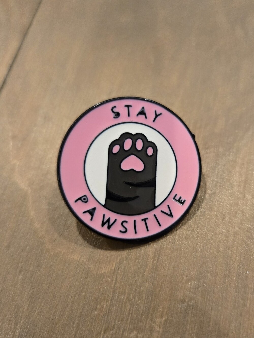 Stay Pawsitive Pink Cat Paw Print Enamel Pin New